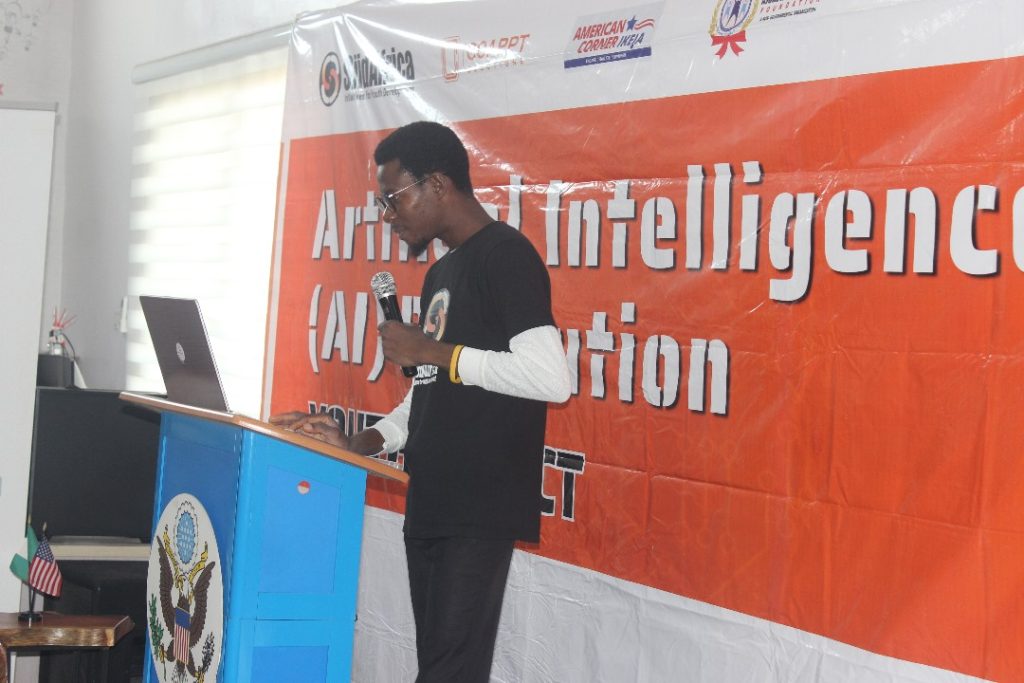 Samuel Odusanya taking his session at the AI Revolution Students Program Bootcamp